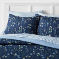 7pc King Floral Printed Microfiber Reversible Comforter & Sheets Set Navy -