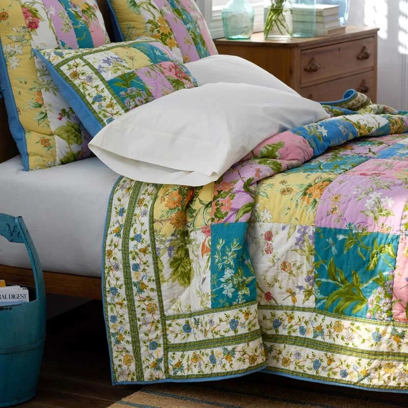 The Company Store Darla Patchwork Quilt Cotton Floral Multi Handmade brand New