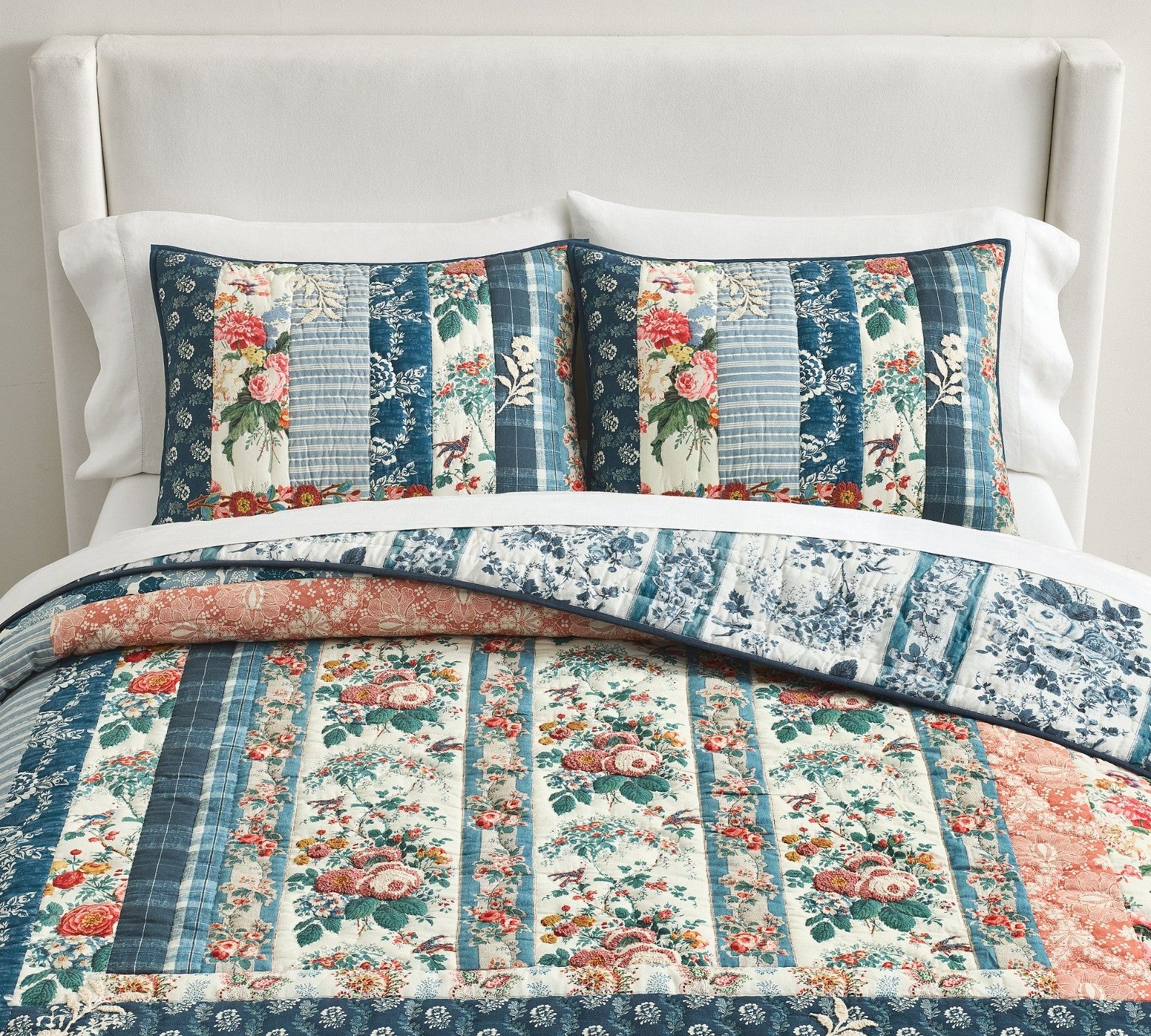 Pottery Barn - Bridgette Vintage Floral Reversible Quilt Sale