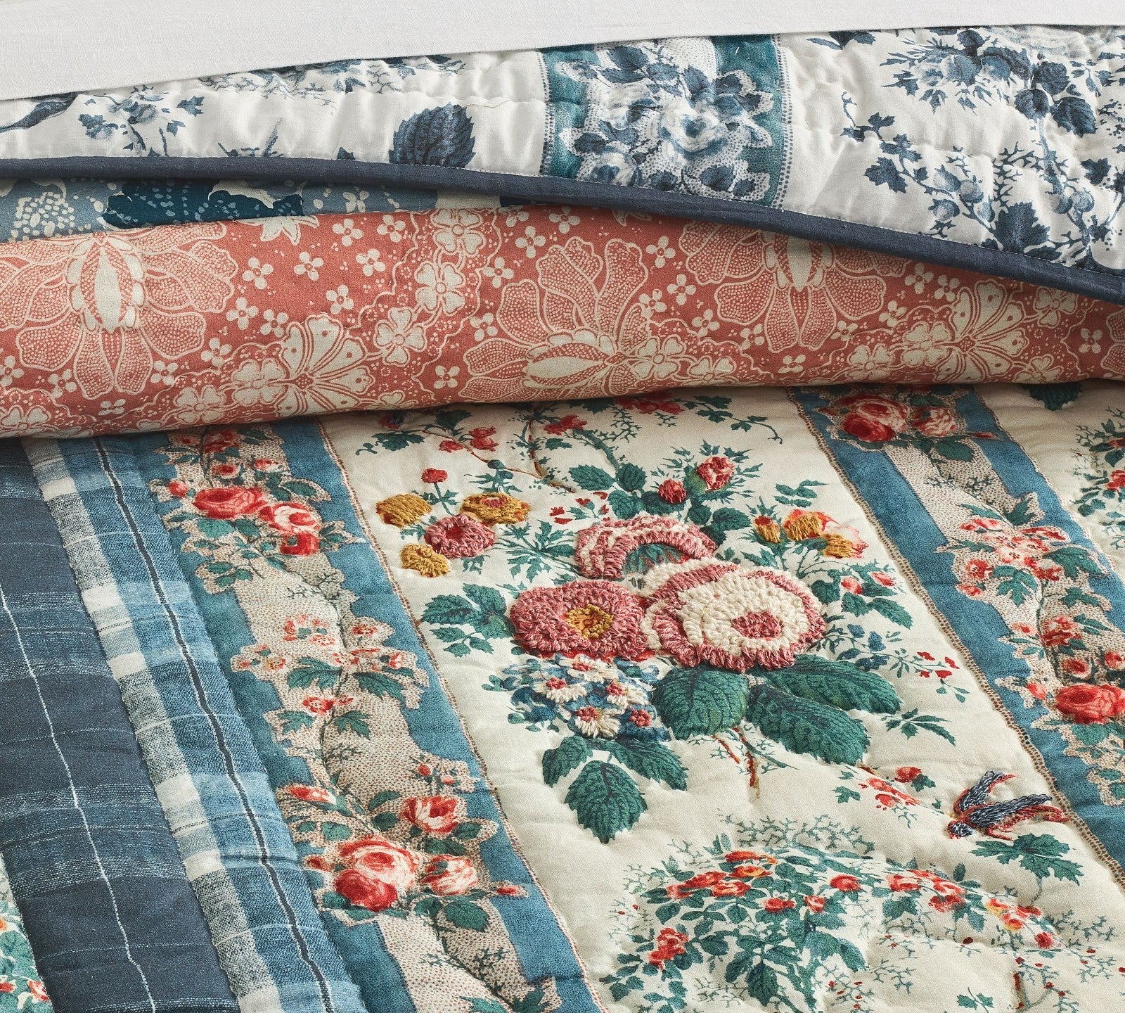 Pottery Barn - Bridgette Vintage Floral Reversible Quilt Sale